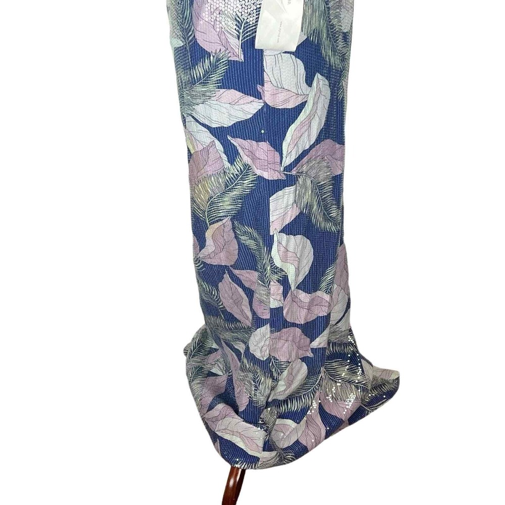 JS Collections Carmen Navy Multi Sequin Leaf Print Column Gown Size 6 NWT - Picture 14 of 16